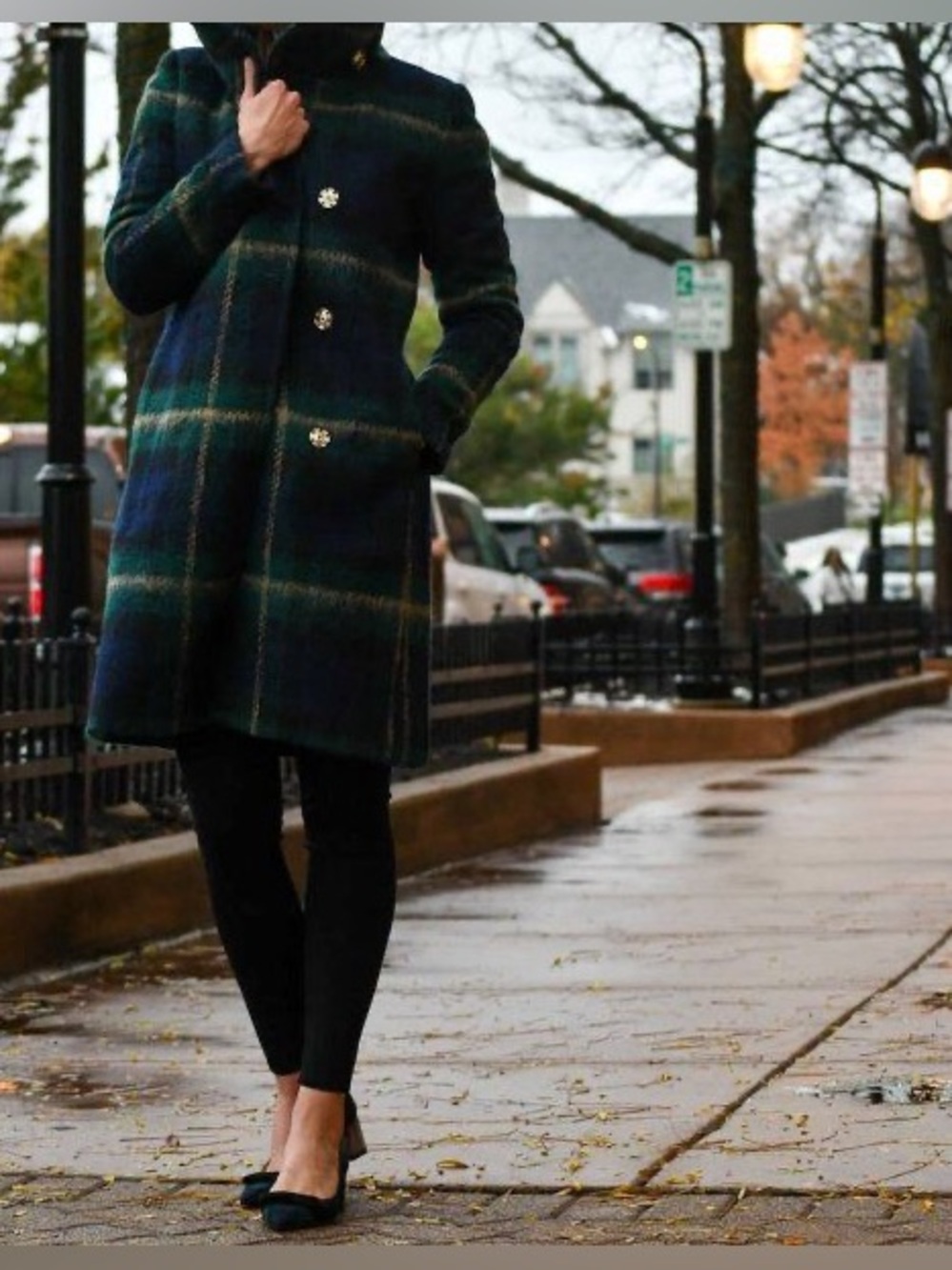 Ann Taylor Blackwatch Plaid Funnel Neck Coat Sz XLP